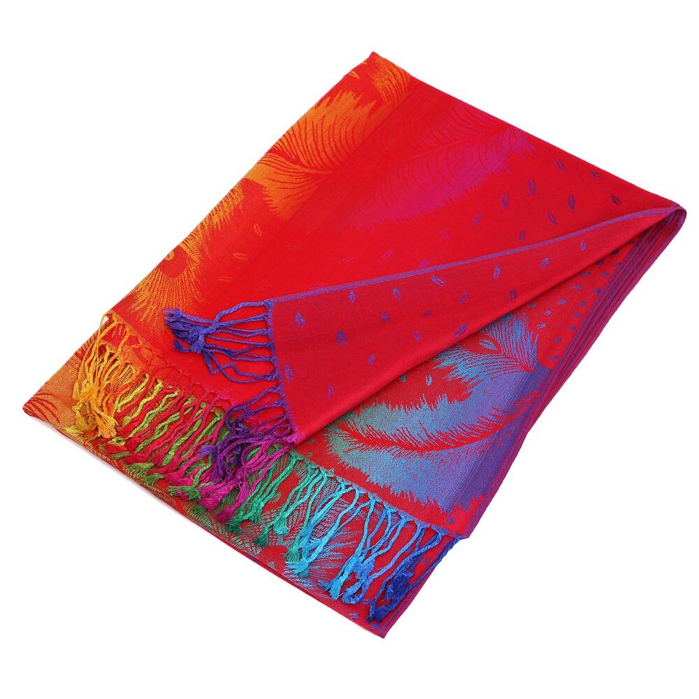 3763 Rainbow Pashmina Colorful Silky Tropical Exotic Wrap View 6